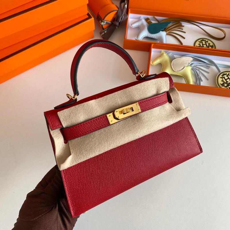 Hermes Kelly Mini second-generation 22EP Q5 flag red and gold buckle